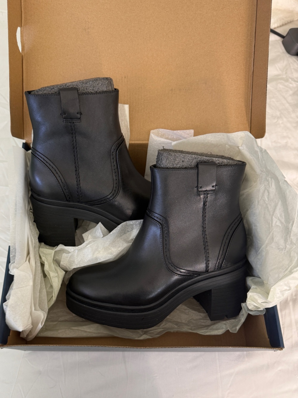 Cole Haan Black Leather Paz Pull On Bootie